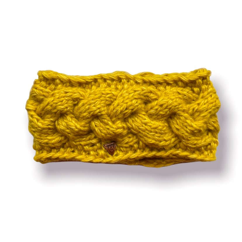 Handmade woollen headband - Yellow Yarny Yak